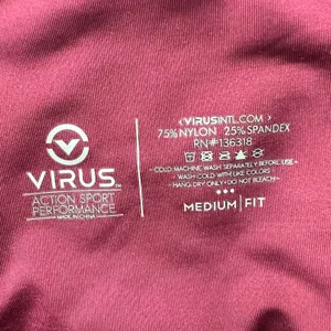 Virus x Onnit Hi-Waist Performance‎ Leggings M Women Maroon Gold Logo Training thumbnail 5
