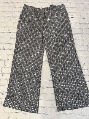 Ann Taylor Trousers silky palazzo Pant Navy Geometric Flowy size 10 thumbnail 1