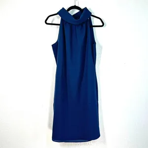 Sail to M Sable navy blue shift mini dress high funnel neck Sleeveless Short thumbnail 2