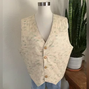Vintage Patchwork Floral‎ Quilted Vest Reversible Boho Fall Layering large Orange thumbnail 7