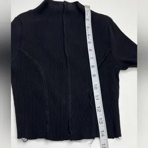 Naked Wardrobe Womens Size XS Black Mock Neck Ribbed Long Sleeve Cropped Shirt‎ thumbnail 6