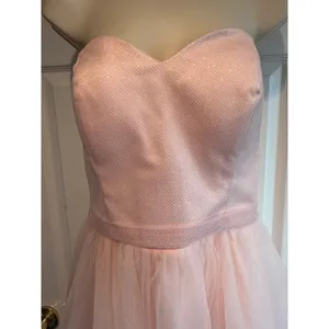 Pink Glitter Tulle Strapless Dress Corset Lace-Up Party Prom Mini 16 Formal Y2k thumbnail 2