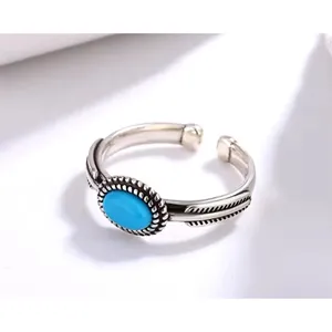 NEW Women's Boho Turquoise Ring, 925 Sterling Silver‎ Adjustable thumbnail 13