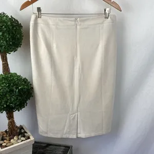 Lulus Tan Cream Faux Suede Knee Length Skirt M thumbnail 3
