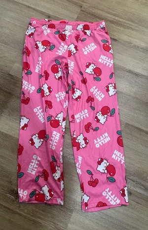Hello Kitty Pink Cherry Pattern Pajama Bottoms thumbnail 1