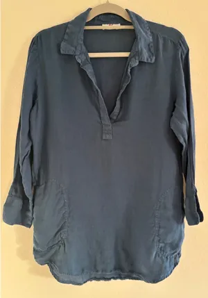 Vineyard Vines Tunic Womens Medium Blue Linen Beach Coastal Preppy Travel Resort thumbnail 1