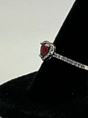 Pandora Red Heart Halo Sterling Silver Ring Size 6.5 thumbnail 3