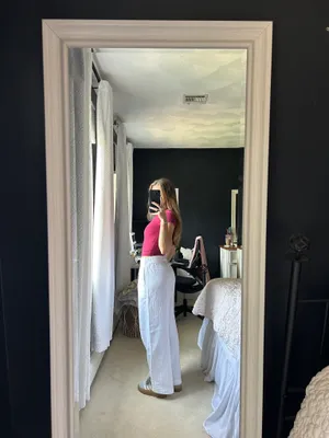 Old Navy Linen Pants Wide-Leg white thumbnail 2