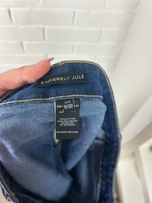 Sincerely Jules Front Pocket Zip Up Denim Mini Skirt Size 30 Blue thumbnail 3