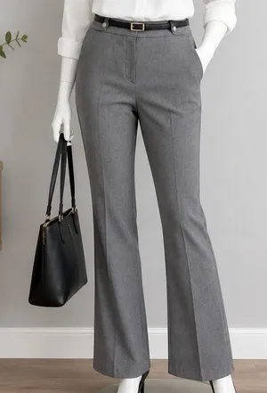 LOFT Womens Dress Pants Gray Flare Leg Silver Button Detail 12 thumbnail 1