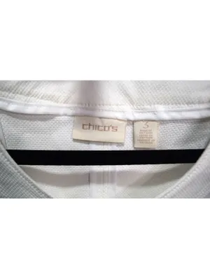 Chico's White Collarless Open Front Zip Jacket Textured Knit Size 3 (16/XL) thumbnail 4