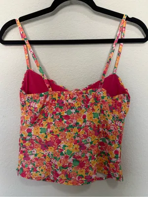 PRINCESS POLLY Pink Orange Yellow Floral Cami Bustier Tied Top Tank Size US 4 thumbnail 6