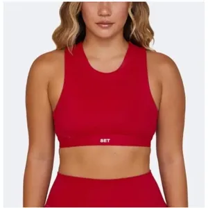 Set Active x Justine Skye Red High Neck Sports Bra Top Womens Small Apple Red thumbnail 1