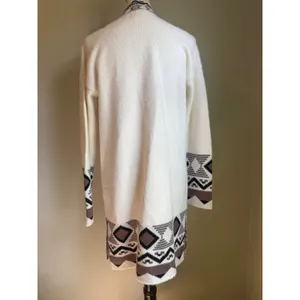 Rachel Zoe Cream Knit Southwestern Boho Long Cardigan Sm whimsi Aztec cozy western sweater‎ thumbnail 4
