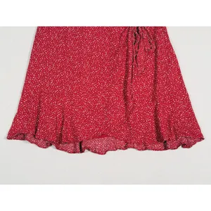Abercrombie & Fitch Polka Dot Faux Wrap Mini Skirt Size XS Red Dainty Whimsical thumbnail 7