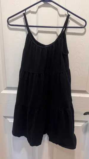 Old Navy Black‎ Tiered Swing Dress XS Braided Strap Sleeveless Mini Sundress thumbnail 1