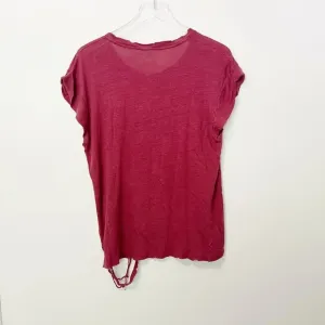 IRO Scoop‎ Neck Distressed Linen Tee in brick thumbnail 2