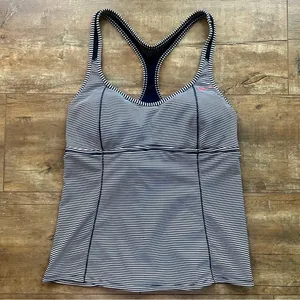 Nike Athletic Sleeveless Racerback Striped Workout Tank Top Size Large thumbnail 1