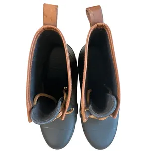 Tory Burch Lace Up Rain Boots Navy Rubber Short‎ Boot 9 thumbnail 4
