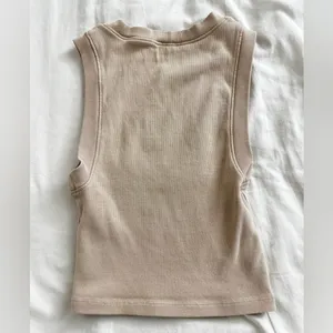 Zara Ribbed Cropped Tank Top - Beige/Tan, Size Small thumbnail 2