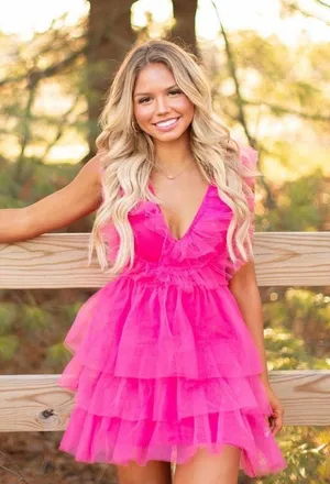 Sassy Shortcake Boutique Tulle Good to Be True Dress | Hot Pink thumbnail 1