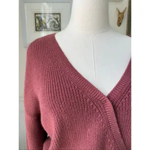 Gentle Fawn Balletcore Mauve Tulip Pink Crossfront Sweater L thumbnail 3