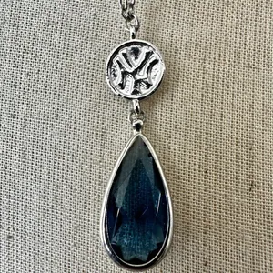 New York Yankees MLBP Necklace with Blue Crystal Drop thumbnail 8