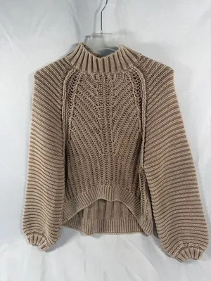 FREE PEOPLE "Sweetheart Sweater" cotton chunky Women's Size M thumbnail 2