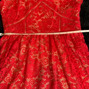 Women's NSR Crochet Stretch Lace Midi Dress Vibrant Reddish Pink Small NWOT thumbnail 11