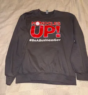 Gildan Charcoal Crewneck Sweatshirt with Red and White Graphic thumbnail 1