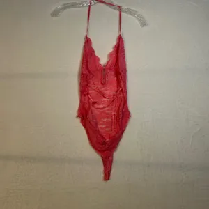 In Bloom by Jonquil Pink Lace Halter Teddy Bodysuit Thong Medium Valentines Day‎ thumbnail 3