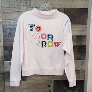 Anthropologie Postmark Pink Tomorrow Mixed Media Sweatshirt thumbnail 3