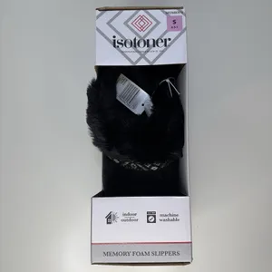 Isotoner Women’s Memory Foam Slippers Black Faux Fur Size S 6.5–7 NIB NEW In Box thumbnail 7