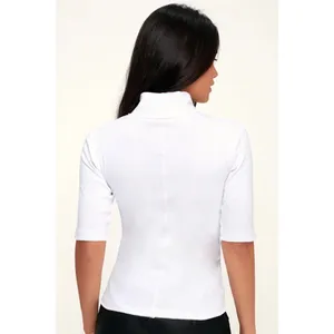 Free People Sunshine White Turtleneck Half Sleeve Fitted Top Womens MED NWT‎ thumbnail 5