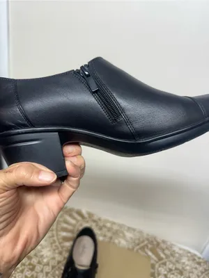 Clarks Black Leather Ankle Booties with Side Button Detail thumbnail 5
