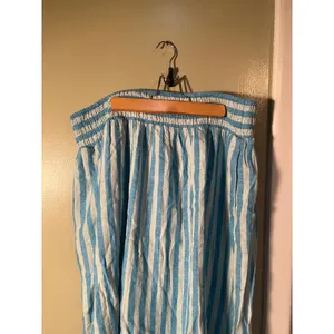 A New Day Women's Size Large Beach Bungalow Linen Midi Picnic Skirt Blue White thumbnail 5