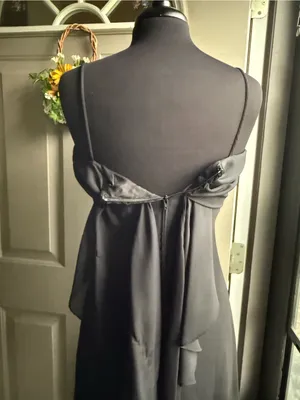 Y2K Betsy & Adam black draped maxi formal prom evening dress, size 8 thumbnail 4