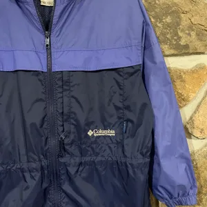 Columbia Vintage Purple Long Thin Lightweight Windbreaker Jacket w/ Logo Spellout Patch thumbnail 2