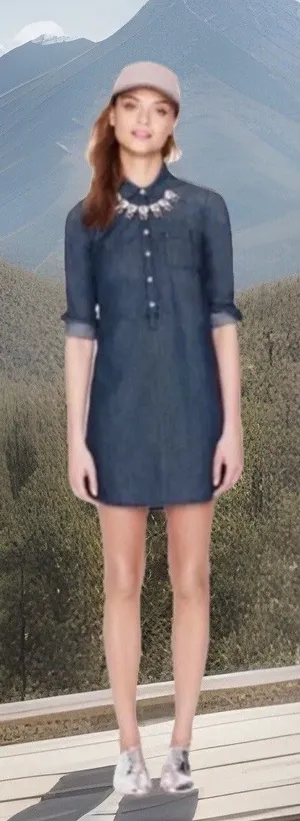 J.Crew Western Blue‎ Chambray Denim Mini Shirt Dress Boho Cowgirl Preppy S thumbnail 1