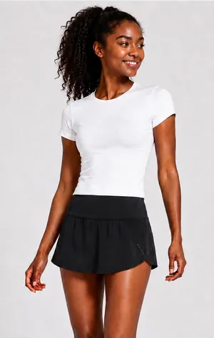 Athleta Run With It Black Running Skort Built-In Shorts XS thumbnail 1