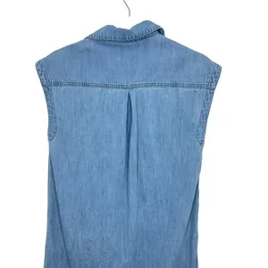 Madewell Chambray Denim Tunic Dress‎ V Neck Sleeveless Shirt Dress Shift Casual thumbnail 7