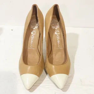 Jeffrey Campbell Bullet Tan White‎ Toe Cap Size 7.5 Women’s Heels Shoes thumbnail 2