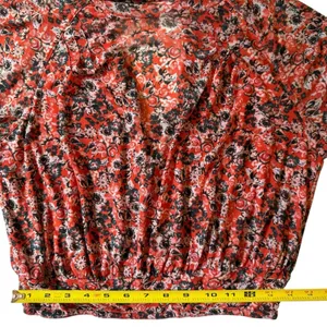 Free People All Dolled Up Top Red Combo Open Back Sheer Tie Cuffs Size Medium thumbnail 12
