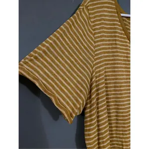 Maurices Yellow Striped Roll Cuff Short Sleeve High Low V Neck Top Size 2X thumbnail 3