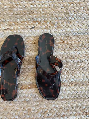 Caroline Constas Tortoiseshell Gloss Slide Sandals - Brown/Black thumbnail 2