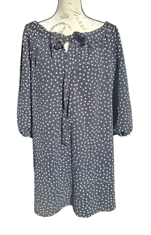 ASOS DESIGN Black Polka Dot Puff Sleeve Tie Neck Mini Dress Women's Size 8‎ thumbnail 1