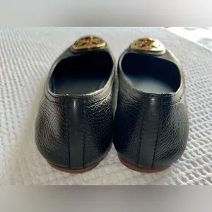 Tory Burch Black Flats with Gold Emblem thumbnail 3