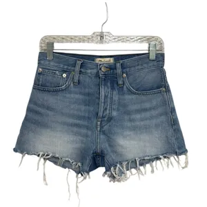 Madewell 100% Cotton Relaxed Denim Shorts Rosemount Wash Destroyed Hem - Size 23 thumbnail 3