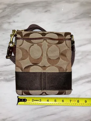 COACH L0649-10129 Y2K Signature Jacquard Crossbody Purse Brown thumbnail 11