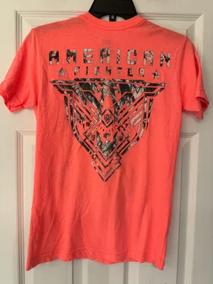 American Fighter Coral Pink Women’s Short Sleeve Graphic Tee Size XS thumbnail 3